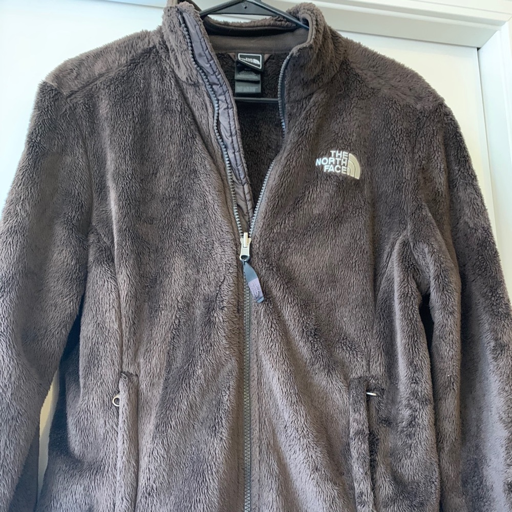 North Face brown zip up jacket